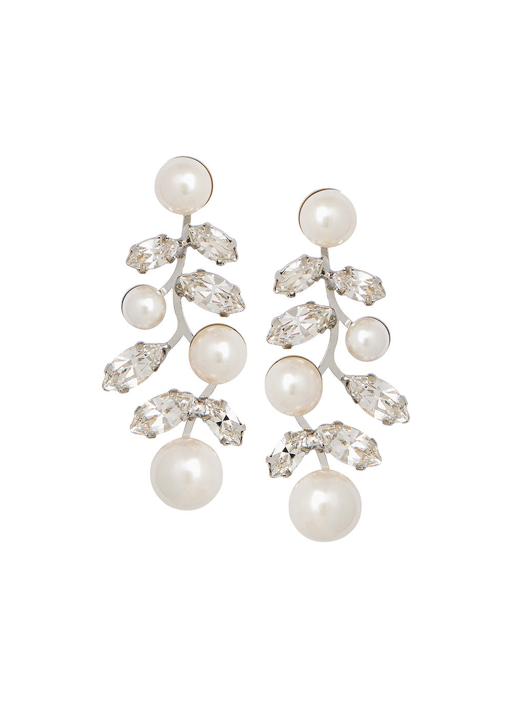 Buy Elizabeth Bower - Evie Pearl & Crystal Drop - Rhodium Silver online | The White Collection Australia