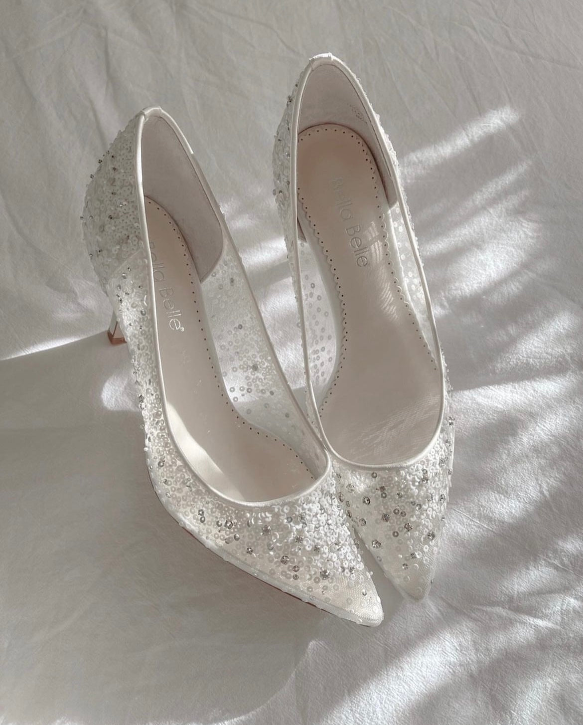 Bella Belle Evelyn Sequin Low Ivory Wedding Shoes – The White