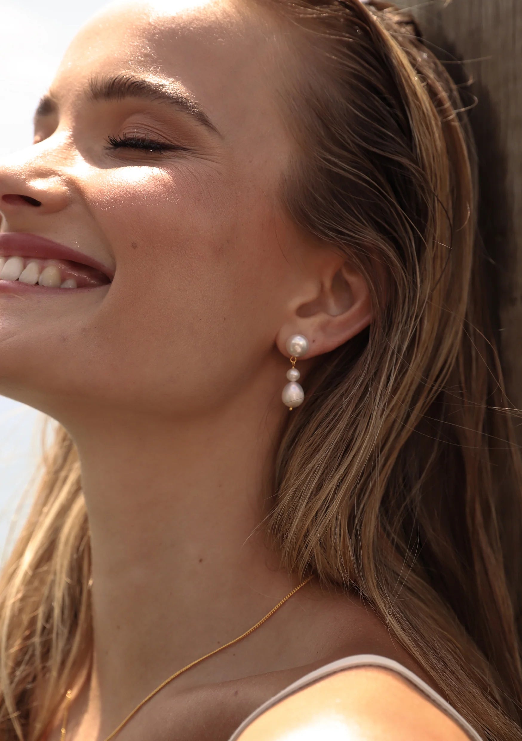 Lola Knight - Lucia - Pearl Drop Bridal Earrings - 18K Gold