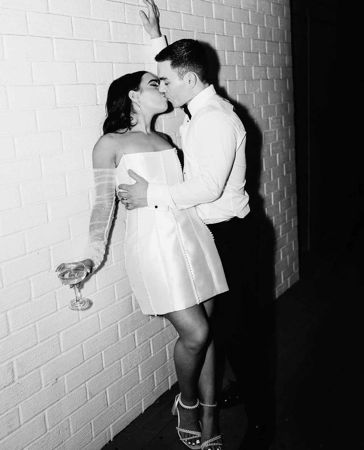 Feisty - Open Toe Strappy Pearl Block Heel - Soft White