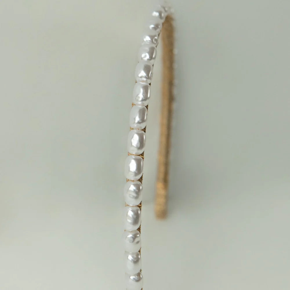 Buy A'el Este - Mia - Natural Pearl Bridal Headband - Gold online | The White Collection Australia