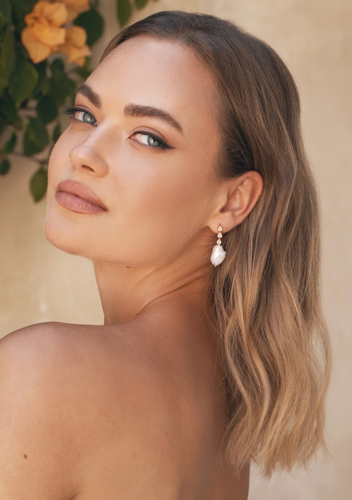 Lola Knight - Parker - Crystal & Pearl Bridal Drop Earrings - 18K Gold