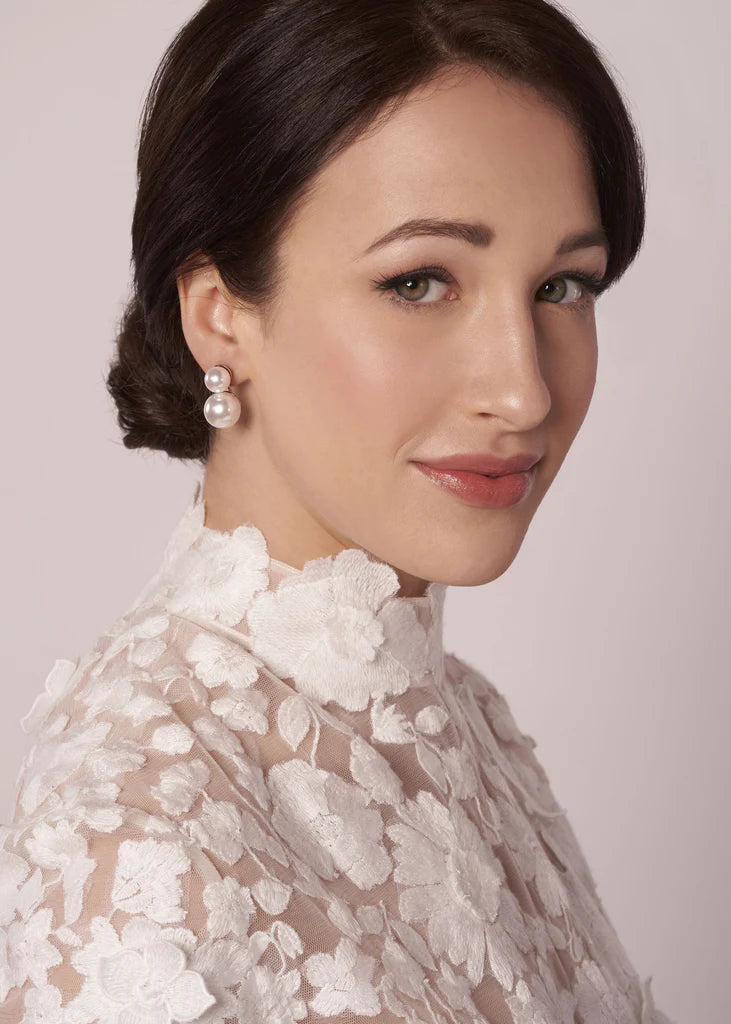 Buy Elizabeth Bower - Pearl Dublet Stud - Rhodium Silver online | The White Collection Australia