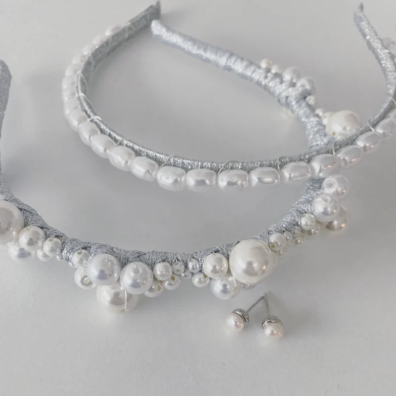 Buy A'el Este - Charlotte - Bridal Pearl Headband - Silver online | The White Collection Australia