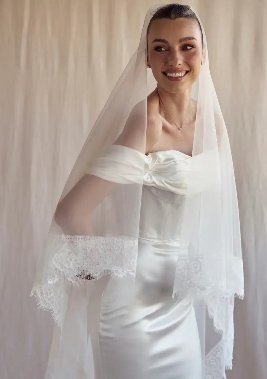 Buy Lola Knight - Stevie - Ivory Mantilla Lace Wedding Veil online | The White Collection Australia