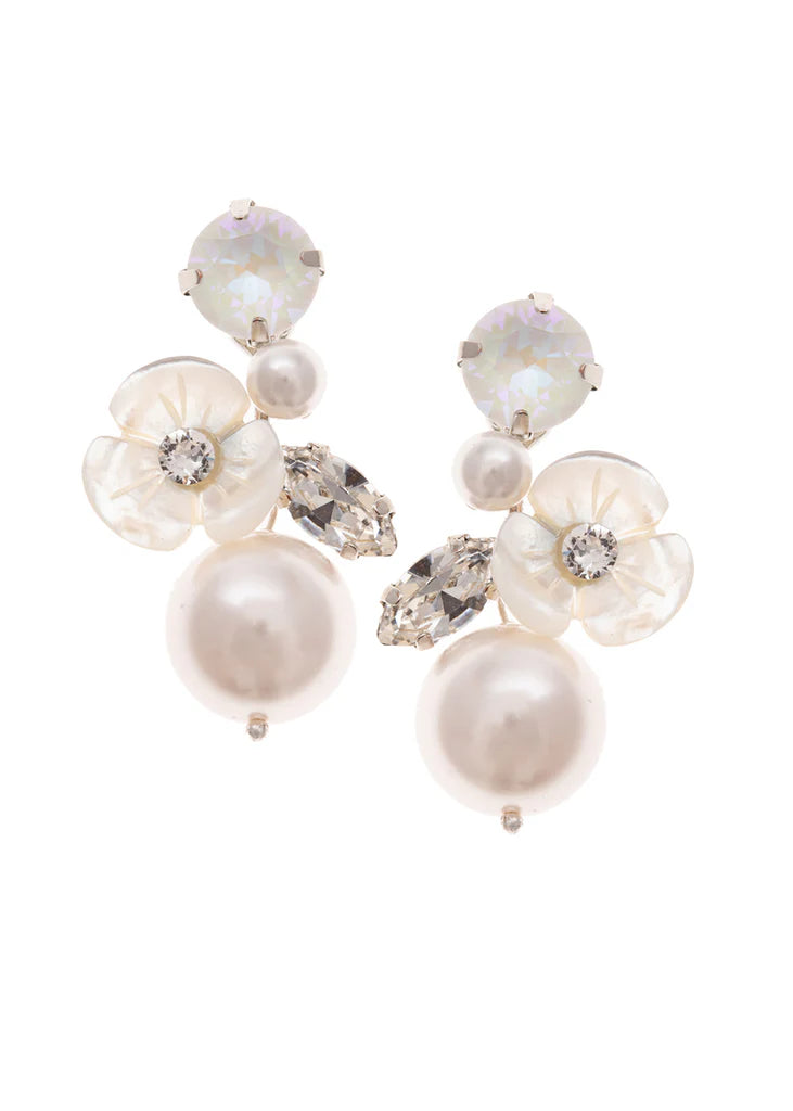 Buy Elizabeth Bower - Trillium Pearl & Crystal Bauble Drop - Gold online | The White Collection Australia