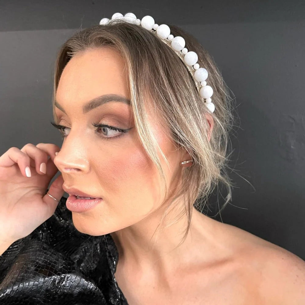 Buy A'el Este - Aria - Bridal Beaded Headband - White online | The White Collection Australia
