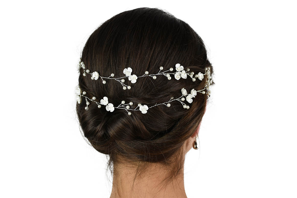 Rosie - Pearl Flower Bridal Hair Vine