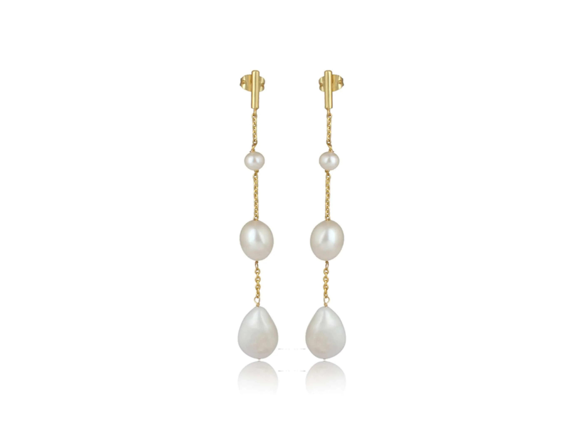 Lola Knight - Alora - Minimal Bridal Pearl Earrings - 18CT Gold