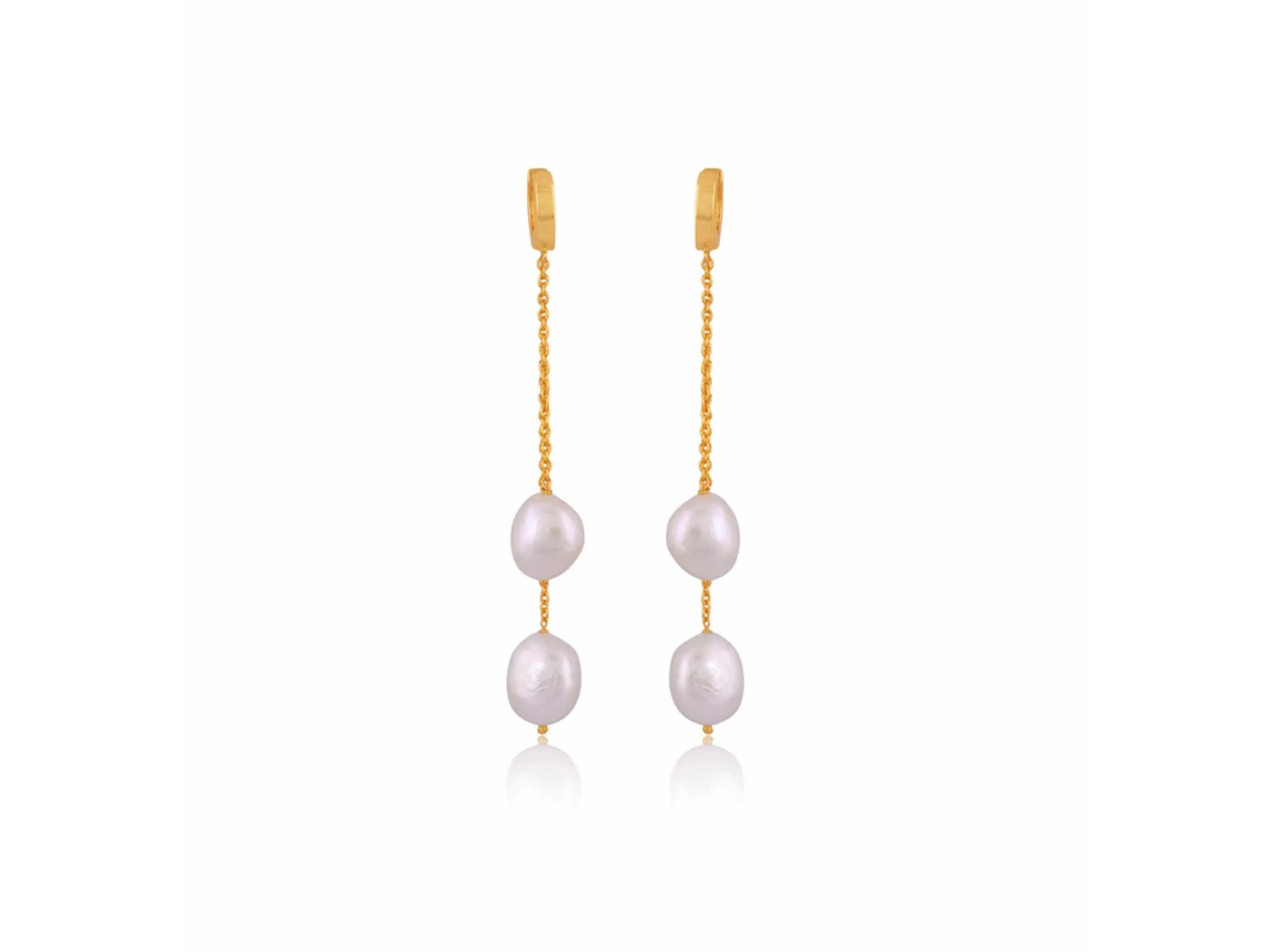 Lola Knight - Carla - Pearl Hoop Earrings - 18CT Gold