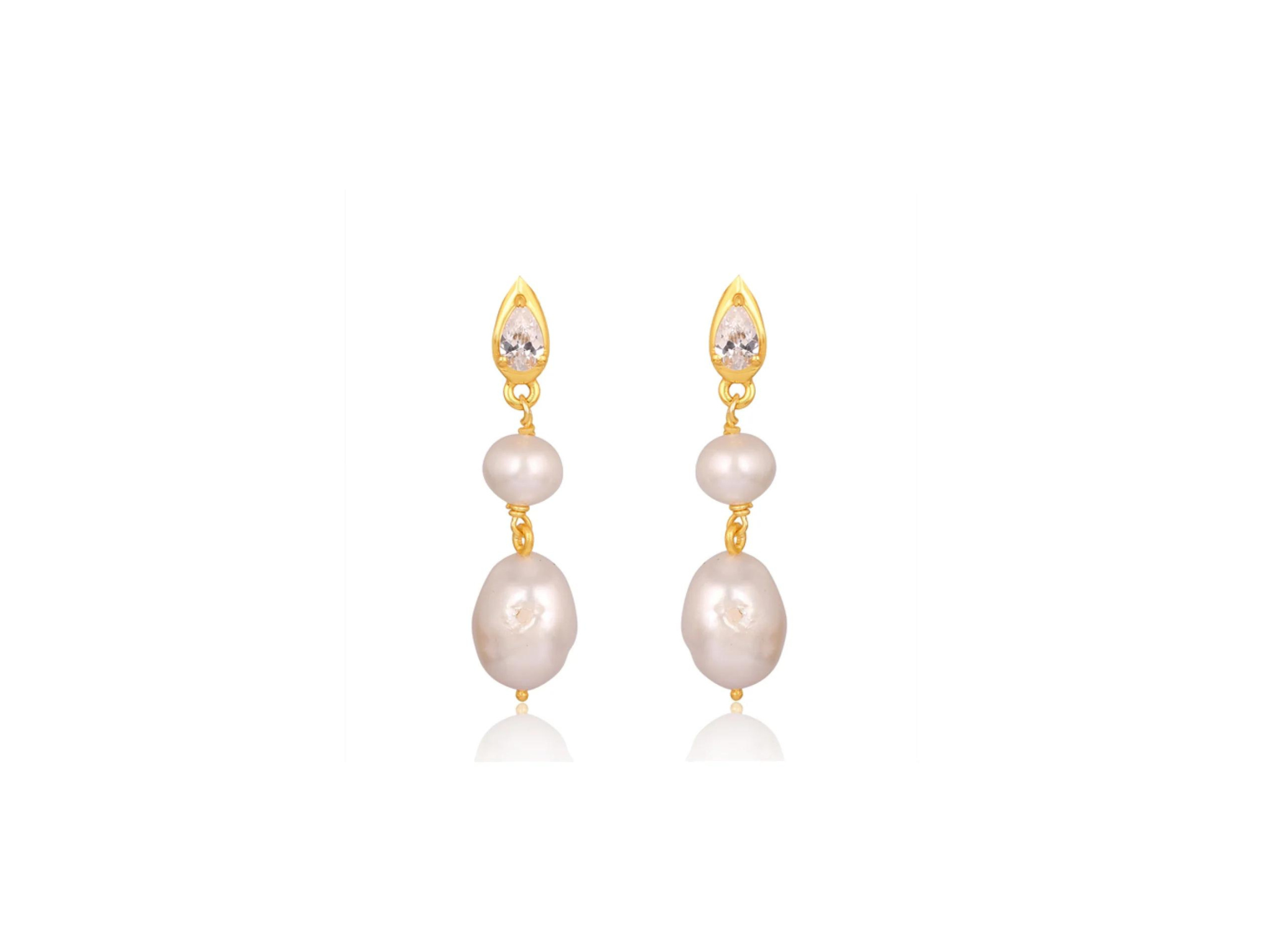Buy Lola Knight - Lulu - Pearl & Crystal Drop Earrings - 18CT Gold online | The White Collection Australia