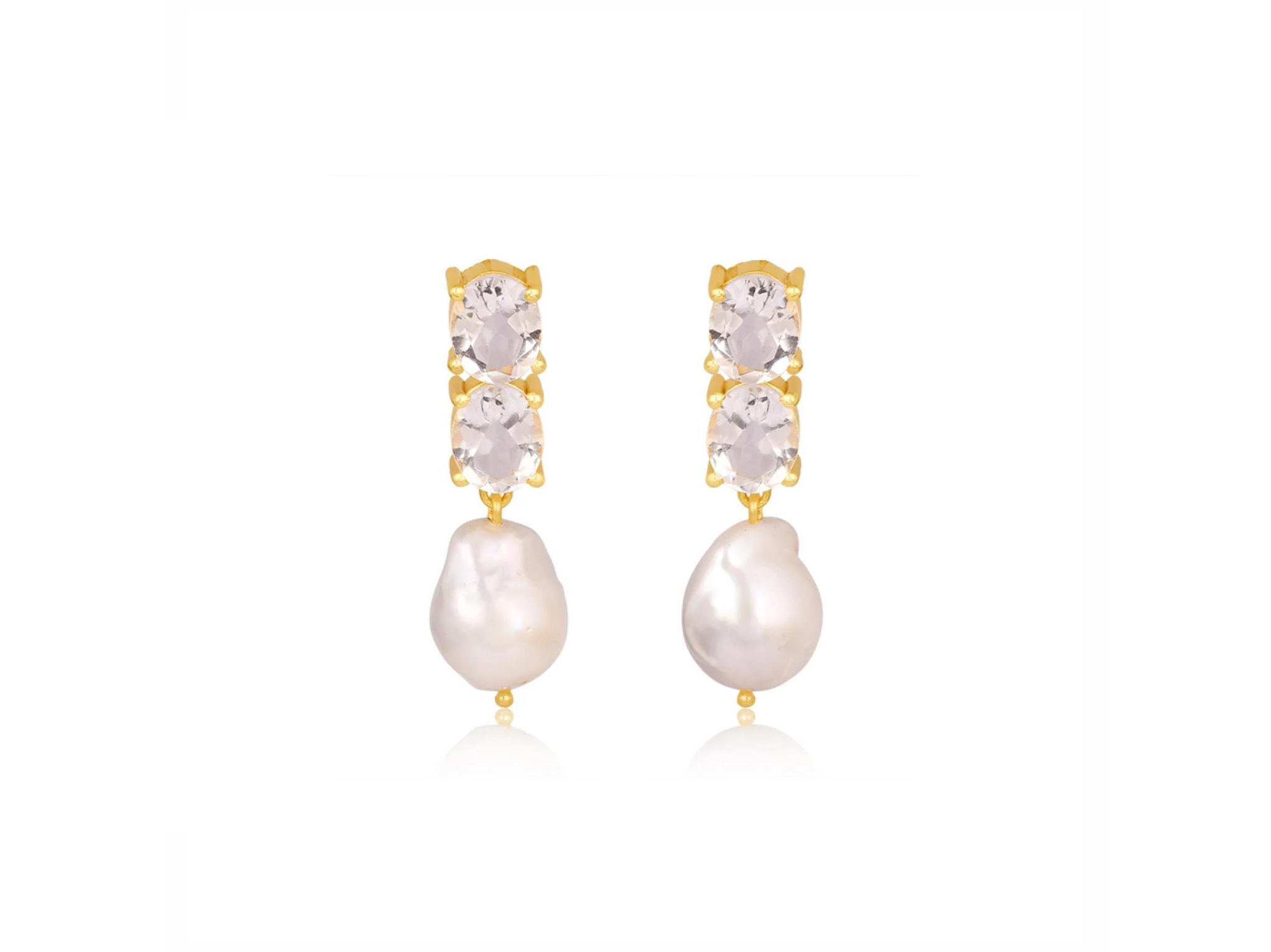 Buy Lola Knight - Ayla - Large Pearl & Crystal Earrings - 18CT Gold online | The White Collection Australia