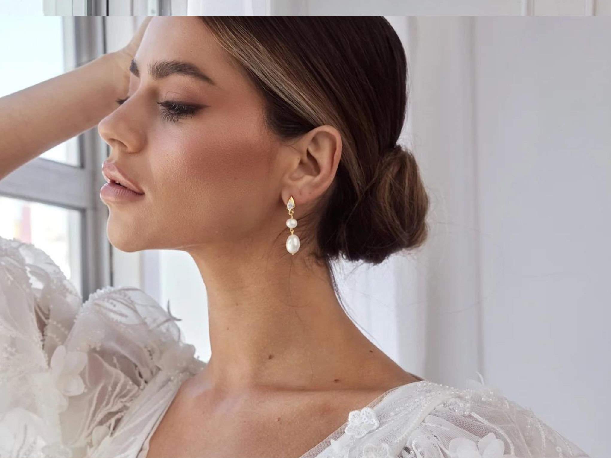 Buy Lola Knight - Lulu - Pearl & Crystal Drop Earrings - 18CT Gold online | The White Collection Australia