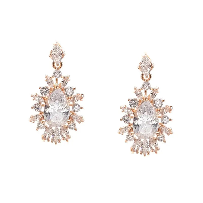 Buy Renee - Intricate Crystal Bridal Drop Earrings online | The White Collection Australia