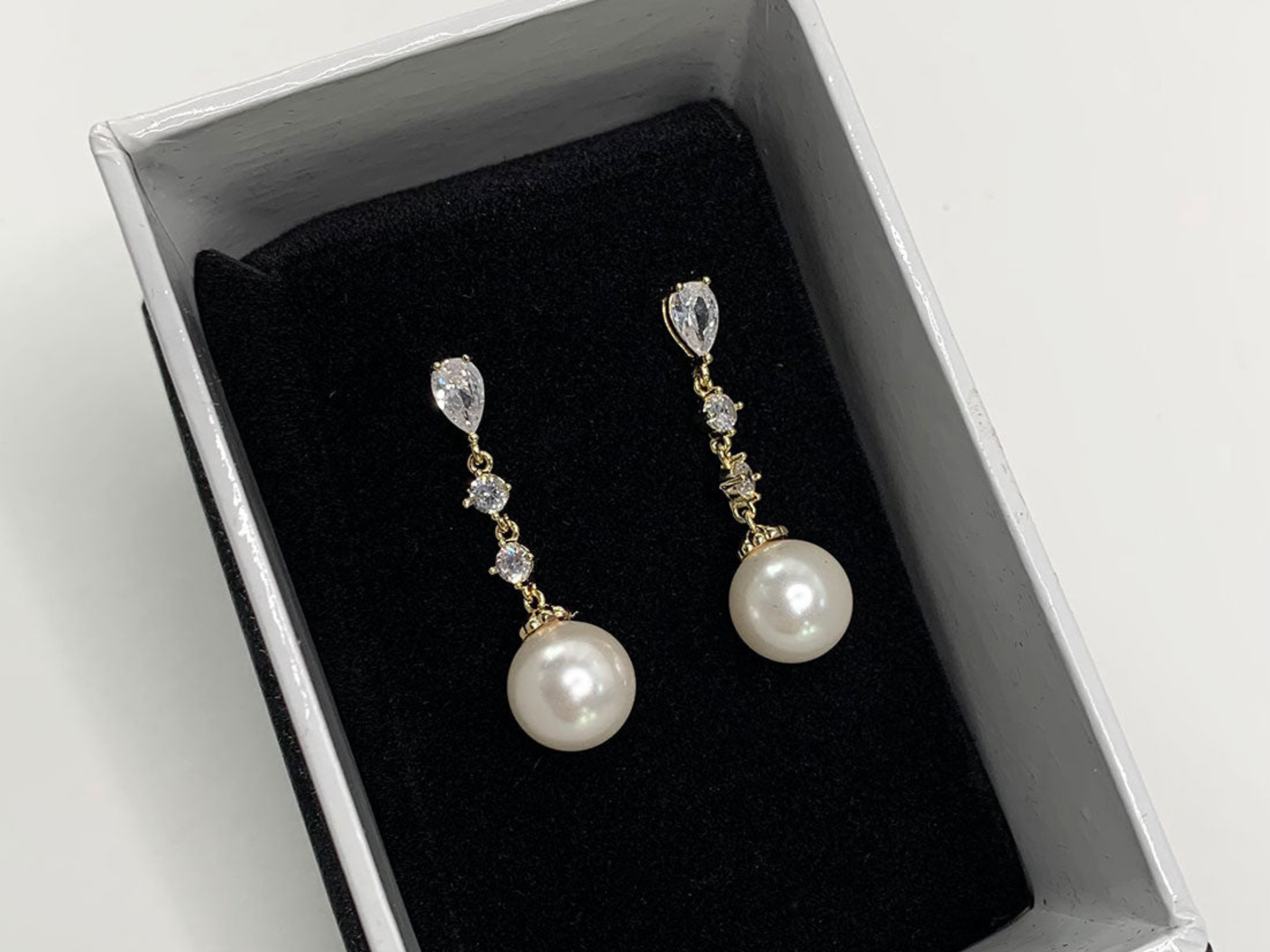 Beatrice - Long Pearl Drop Bridal Earrings
