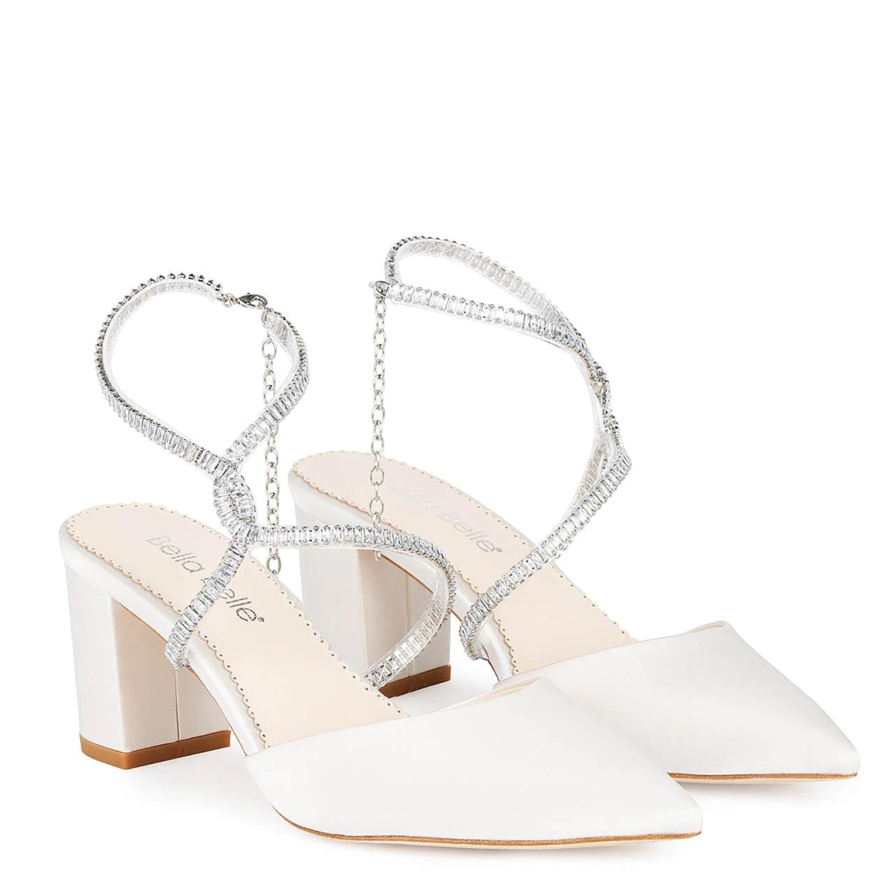 Buy Skylar - Ivory Crystal Strappy Bridal Block Heels online | The White Collection Australia