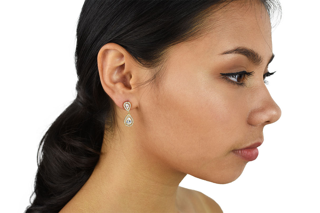 Buy Grace - Modern Crystal Teardrop Bridal Earrings online | The White Collection Australia