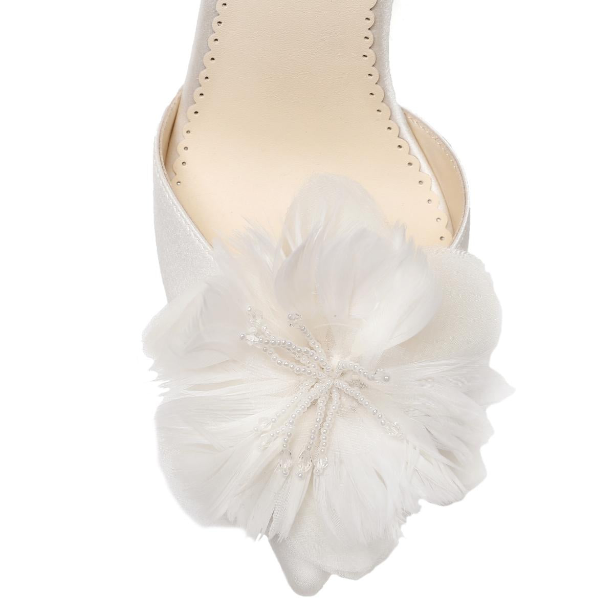 Harlow - Ivory Silk Flower Bridal Pointed Heel