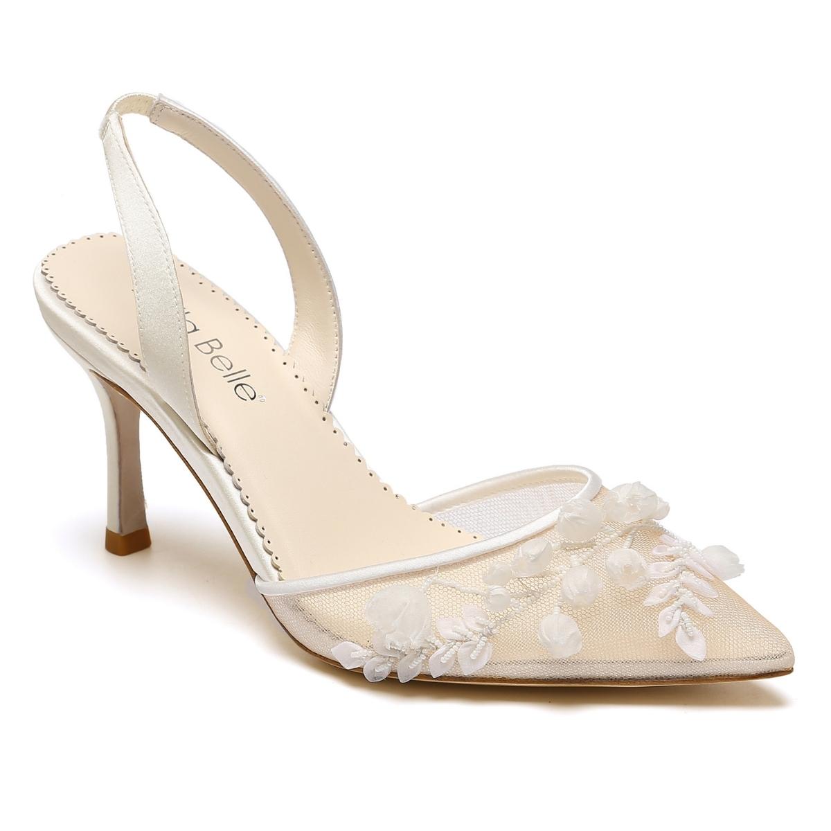 Buy Libby - Ivory Nude Lace Floral Embroidered Bridal Heel online | The White Collection Australia