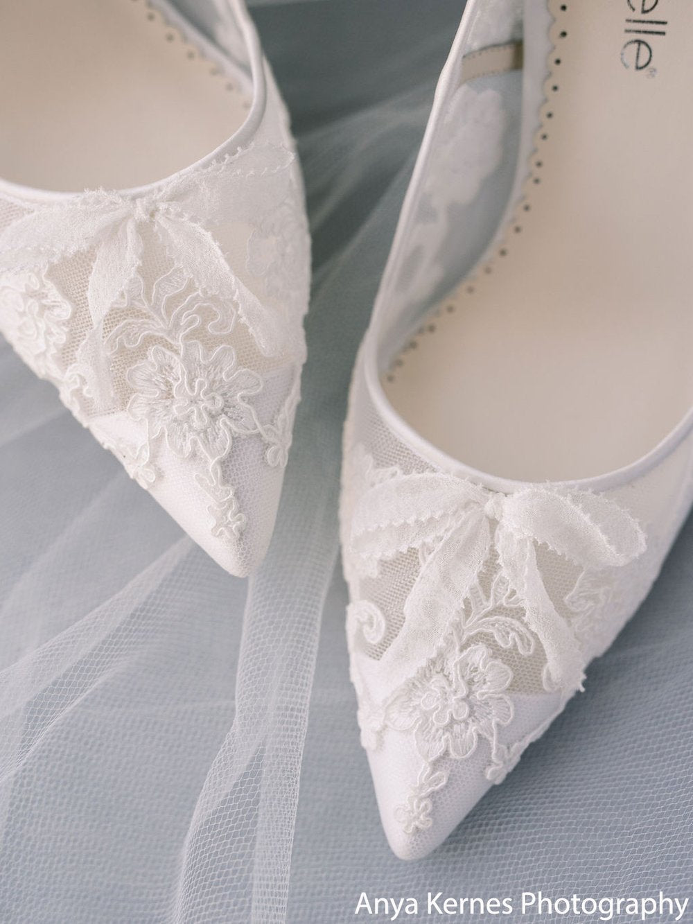 Sophia - White Flower Wedding Shoes Lace Heels