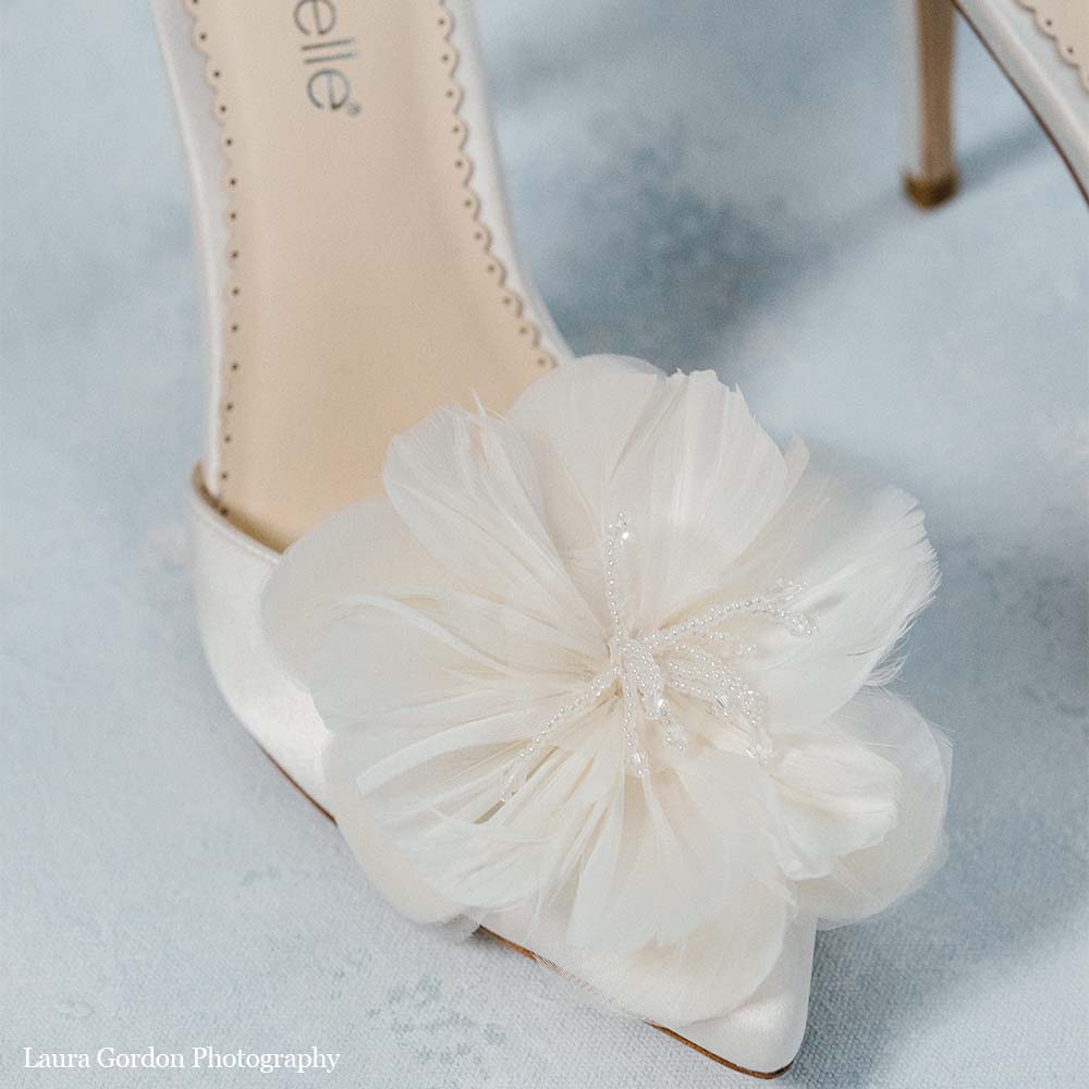 Harlow - Ivory Silk Flower Bridal Pointed Heel
