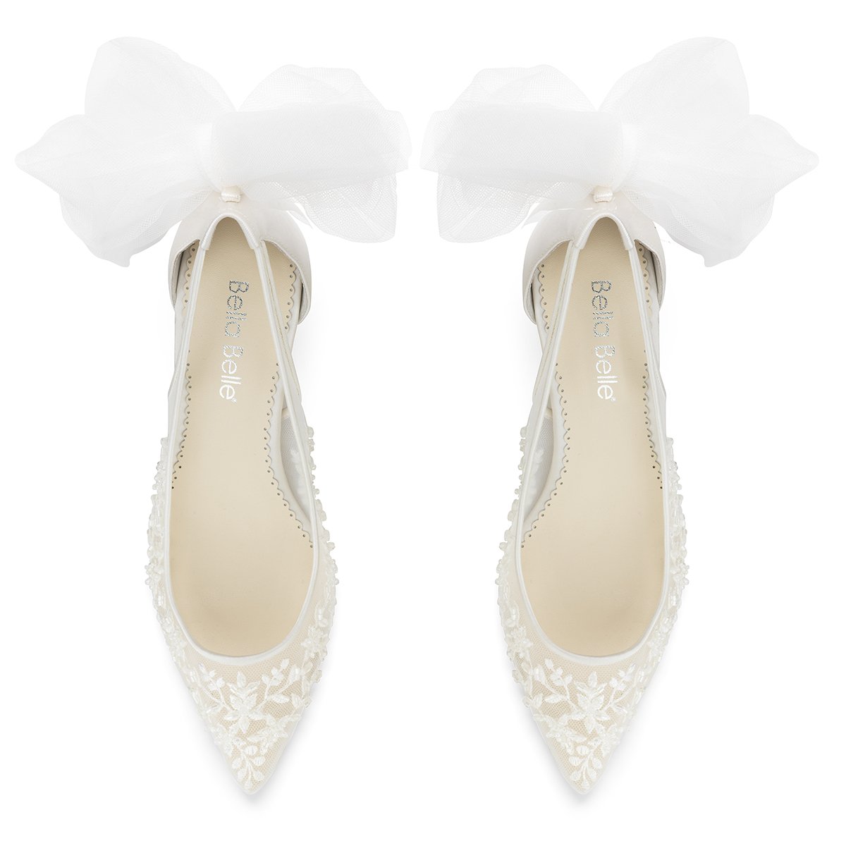 Esther - Floral and Tulle Bow Kitten Heel