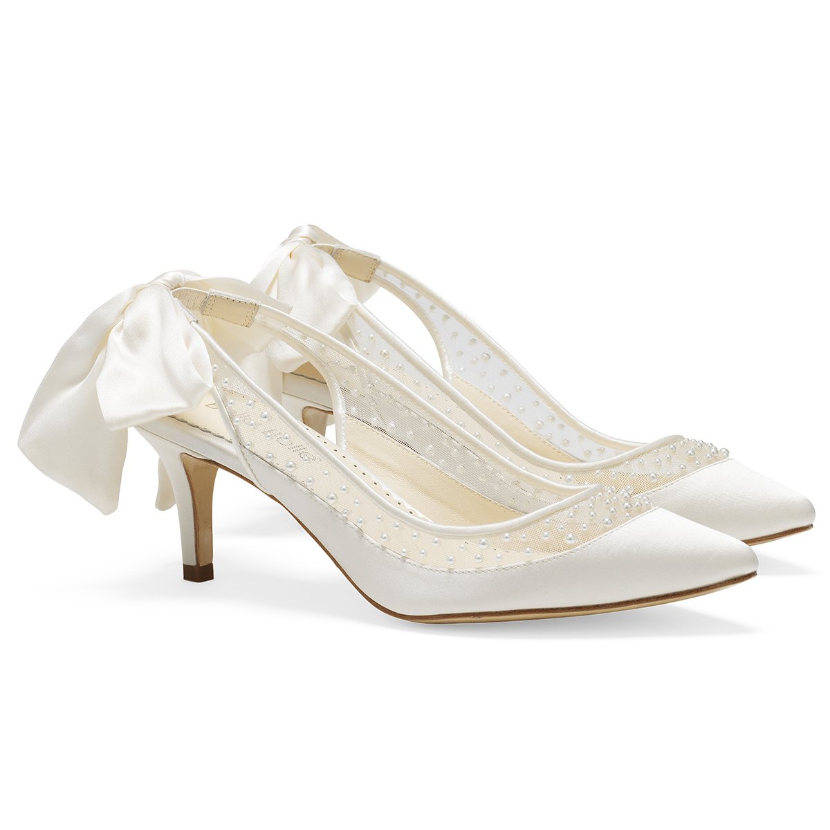 Georgia - Pearl Slingback Bow Kitten Heel