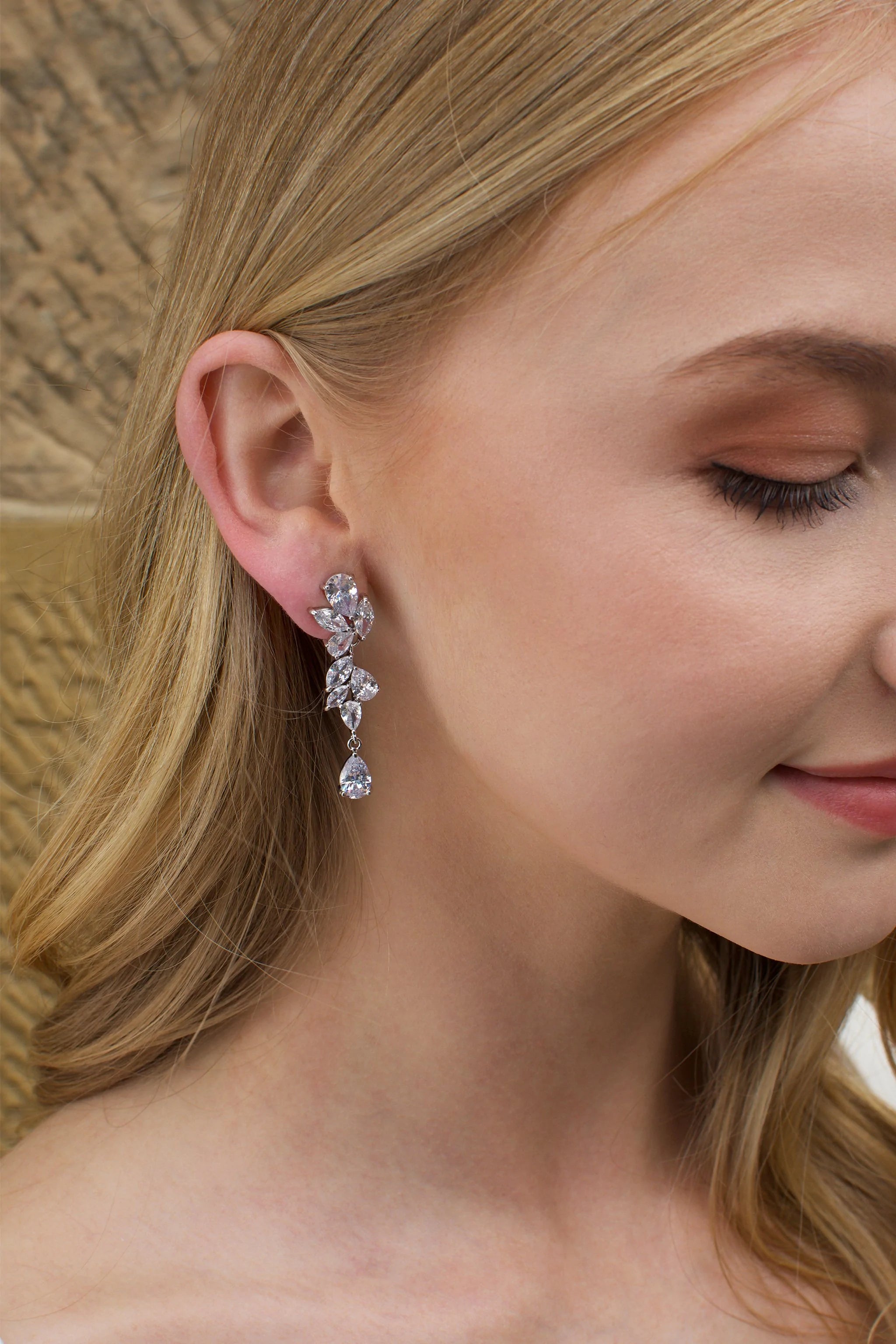Clara - Crystal Cluster Drop Bridal Earrings