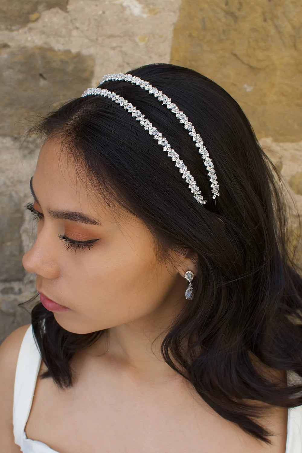 Buy Lauren - Crystal & Pearl Bridal Double Headband online | The White Collection Australia