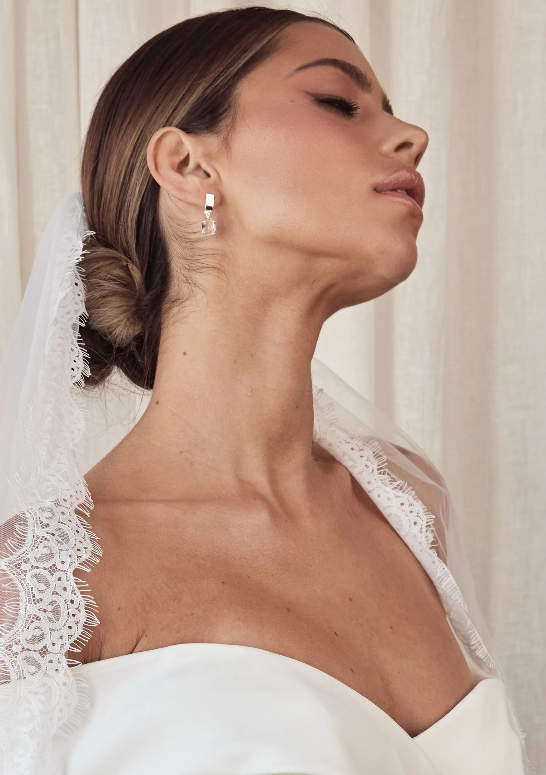 Buy Lola Knight - Ella - Crystal Quartz Earrings - Silver online | The White Collection Australia