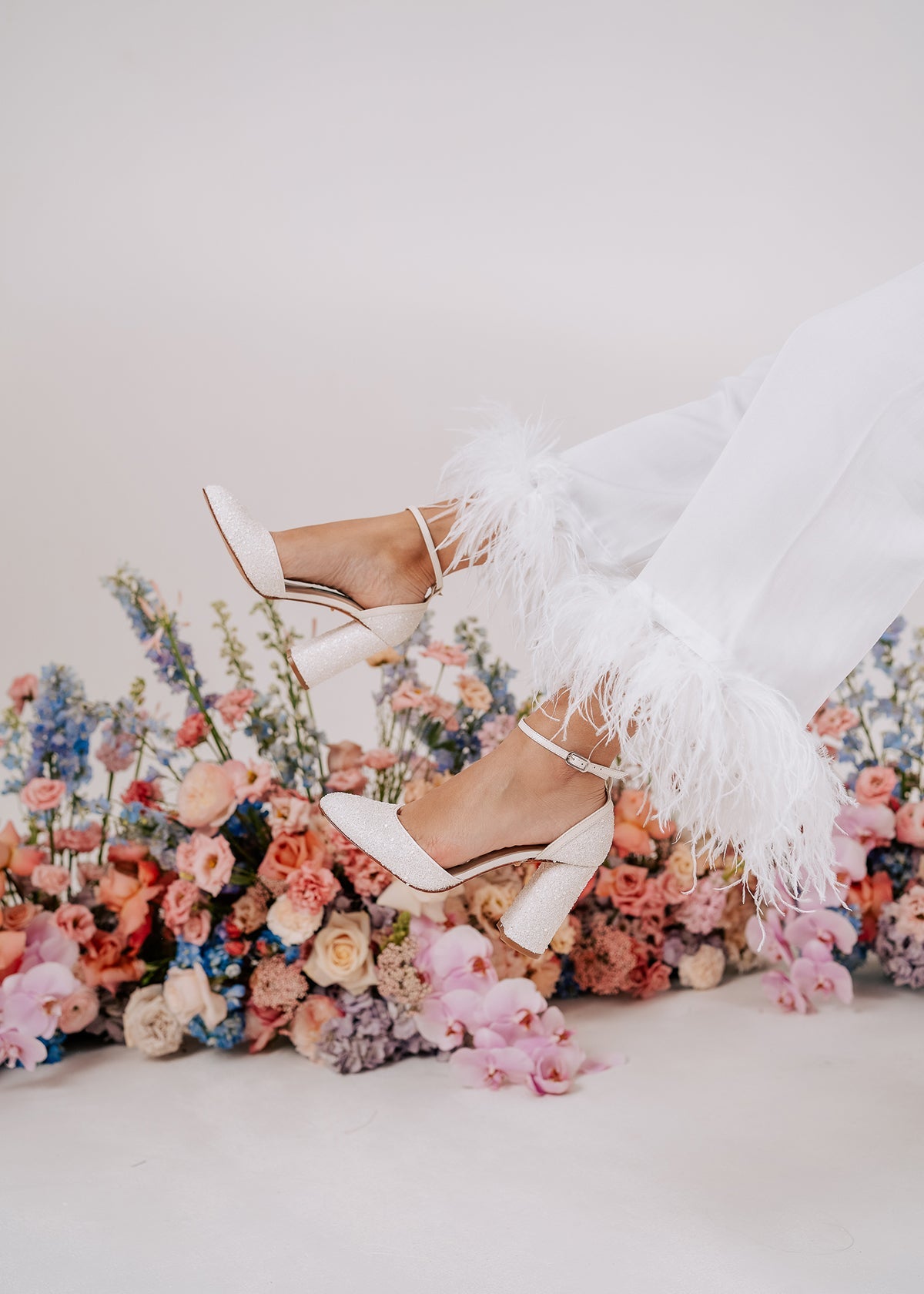 Juniper - Pearl Encrusted Round Toe Bridal Block Heel - Size 10 Only