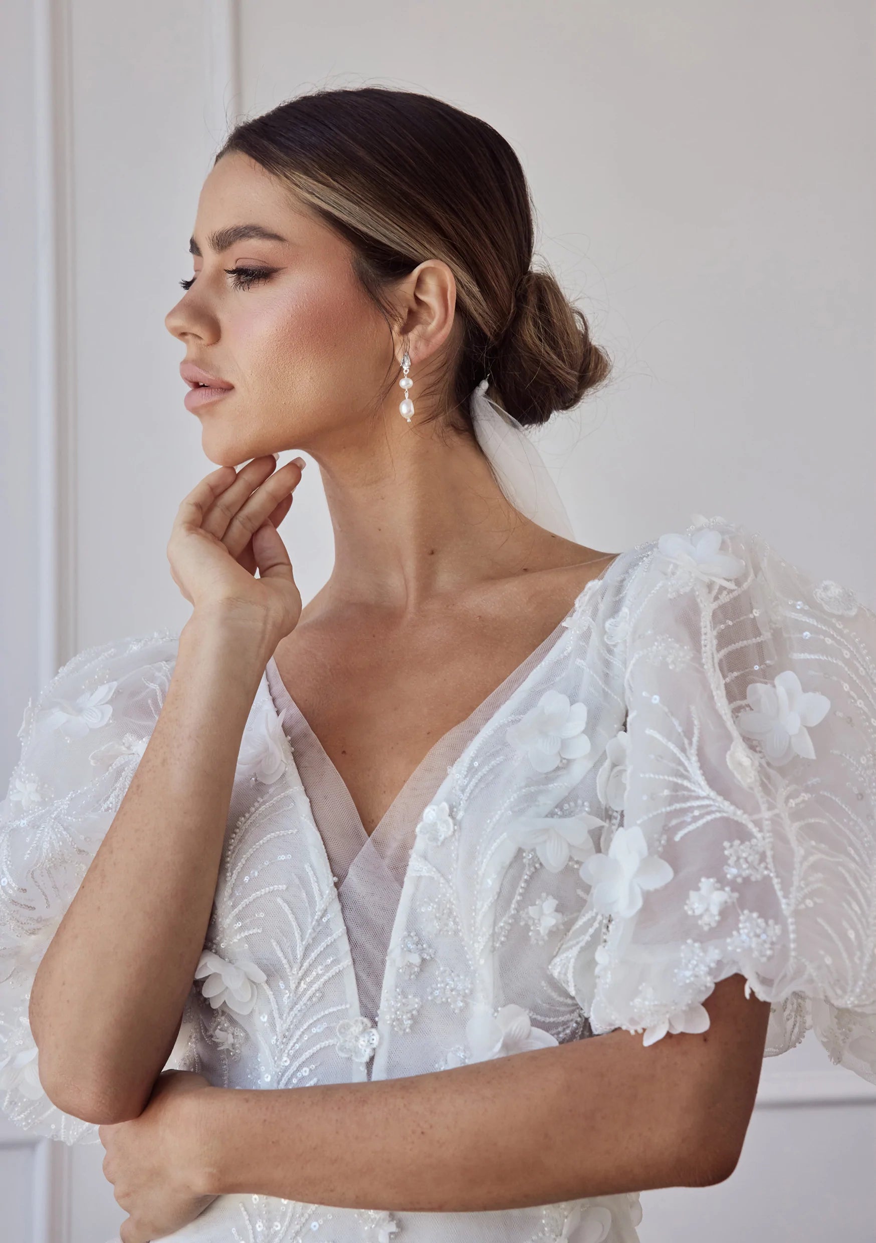 Buy Lola Knight - Lulu - Pearl & Crystal Drop Earrings - Silver online | The White Collection Australia