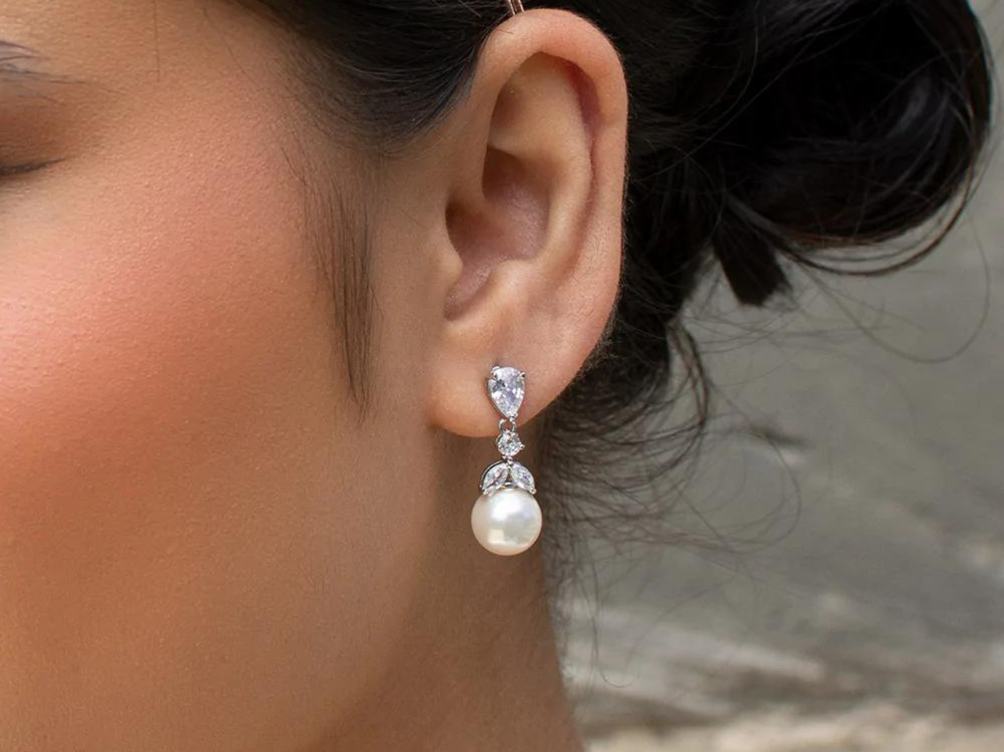 Phoebe - Dainty Pearl Drop Bridal Earrings