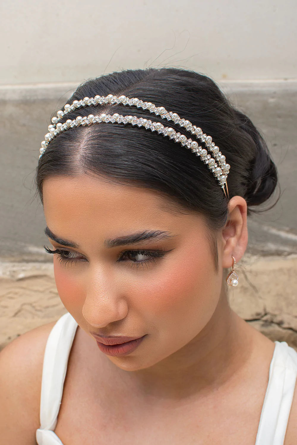Buy Lauren - Crystal & Pearl Bridal Double Headband online | The White Collection Australia