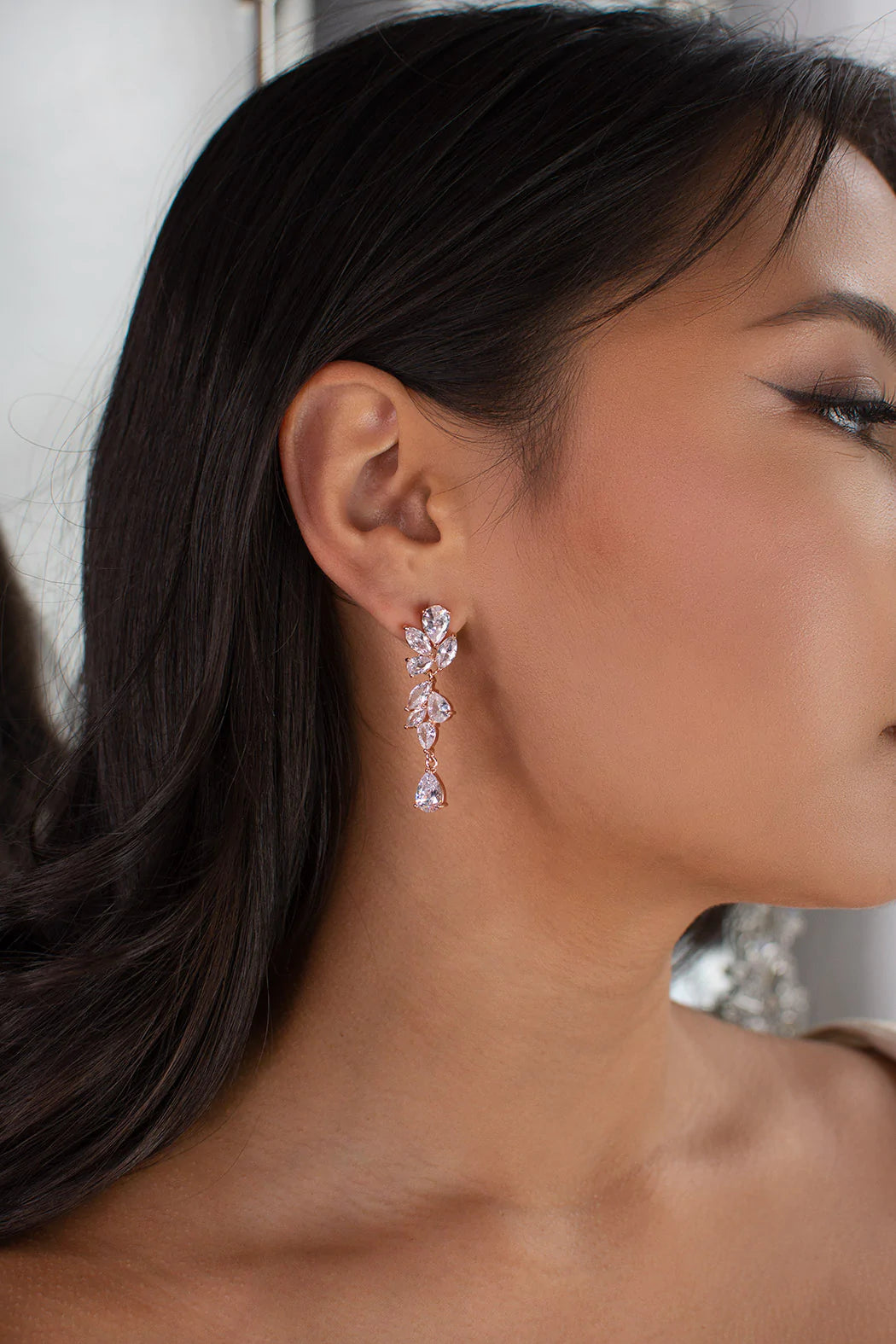 Clara - Crystal Cluster Drop Bridal Earrings