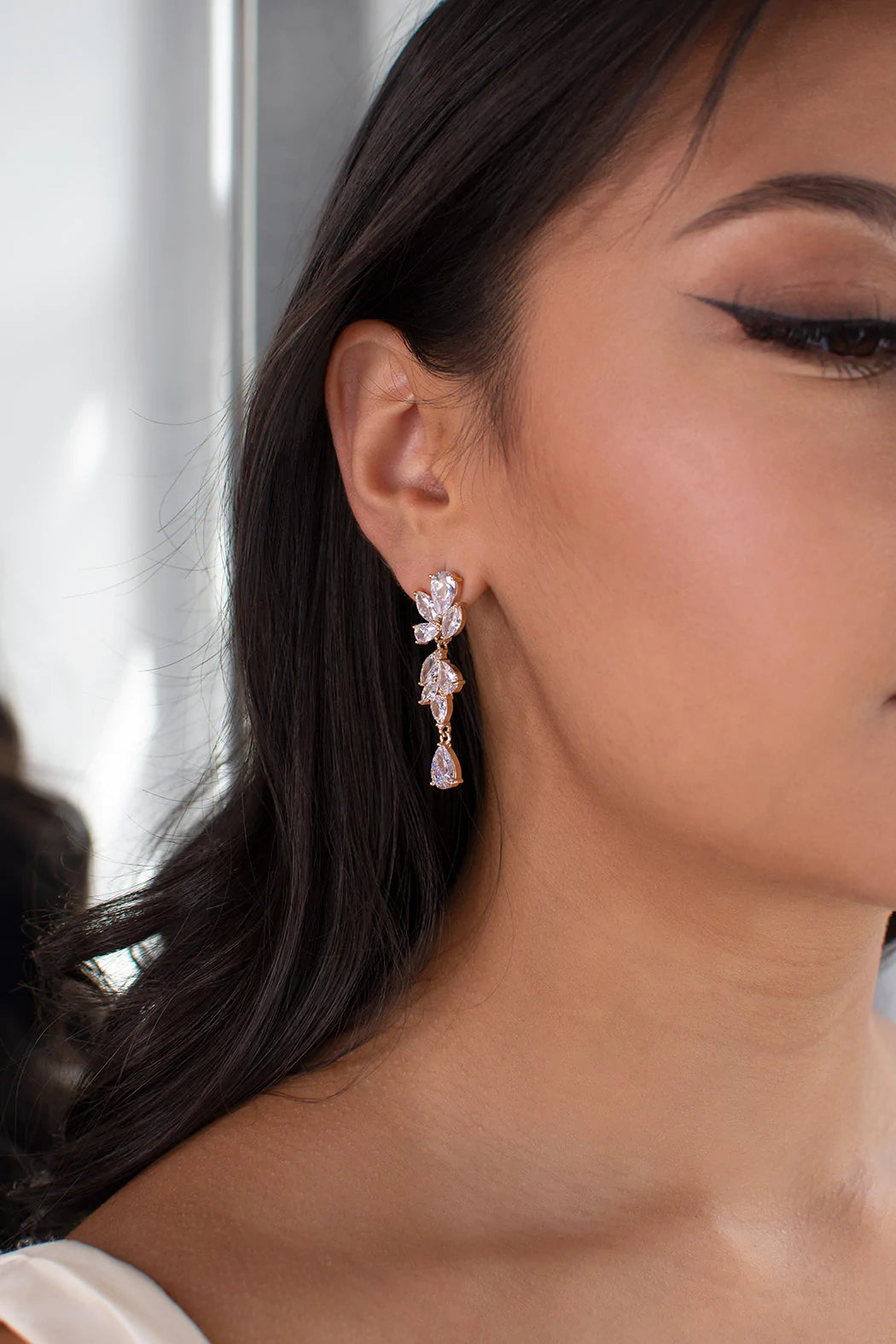 Clara - Crystal Cluster Drop Bridal Earrings