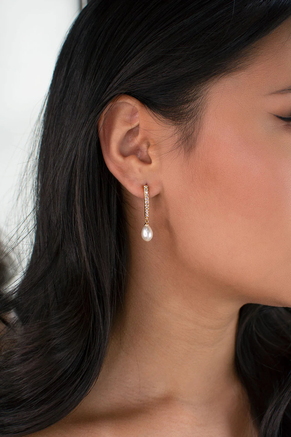 Buy Penelope - Elegant Pearl Drop Bridal Earrings online | The White Collection Australia