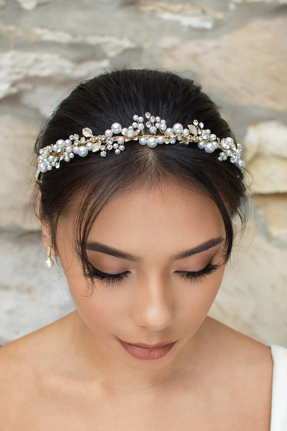 Buy Amelia - Pearl Crystal Delicate Floral Bridal Headband online | The White Collection Australia