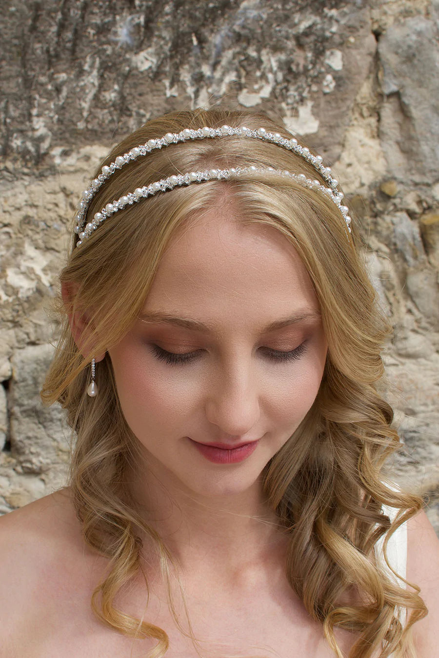 Buy Lauren - Crystal & Pearl Bridal Double Headband online | The White Collection Australia
