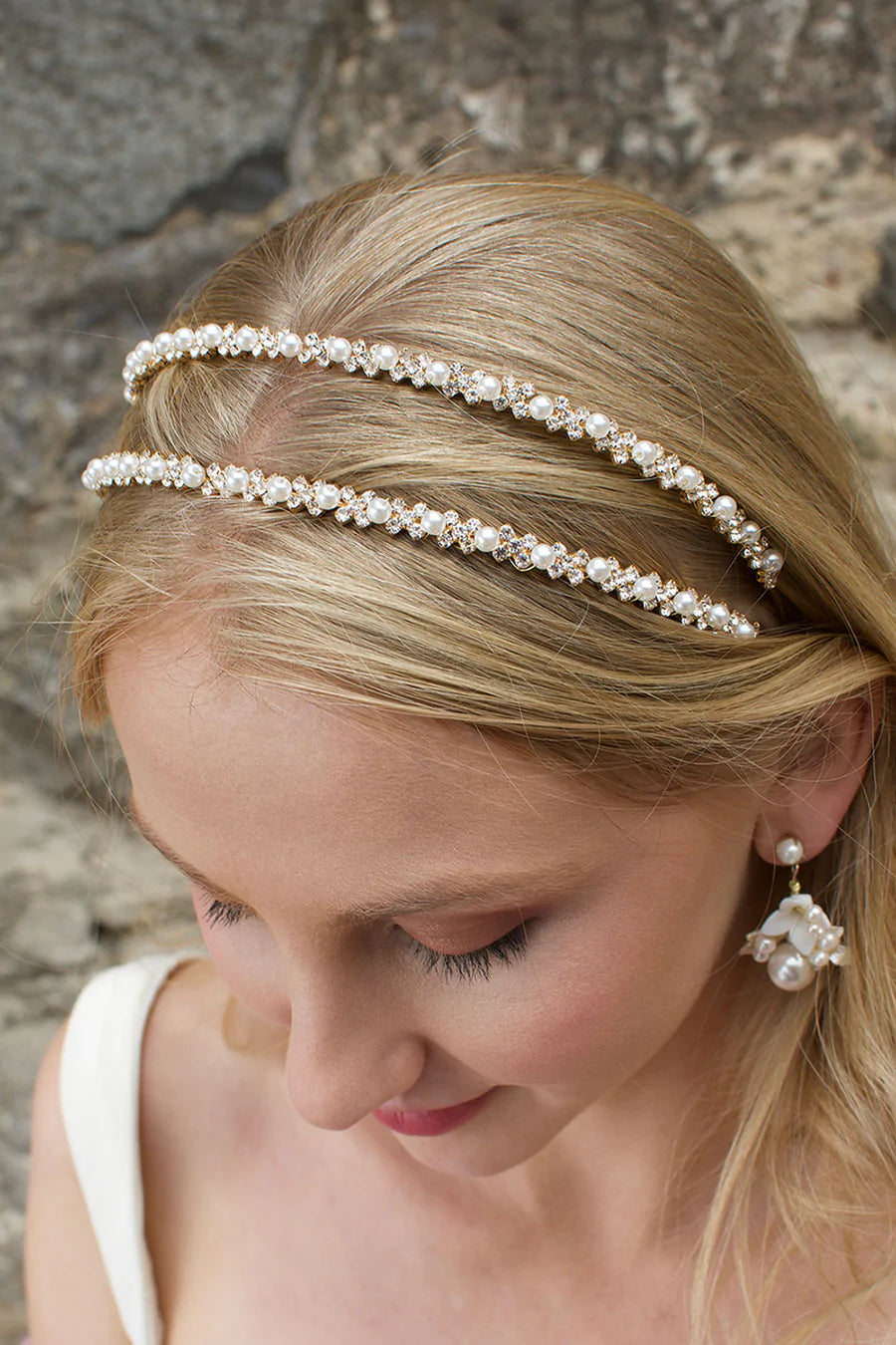 Buy Lauren - Crystal & Pearl Bridal Double Headband online | The White Collection Australia