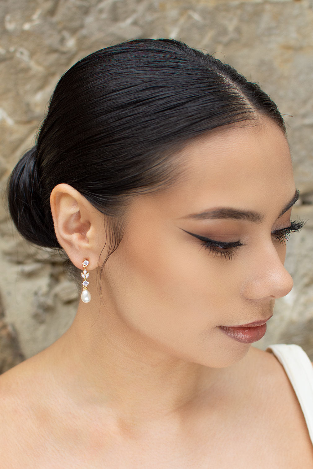 Buy Hazel - Delicate Pearl Drop Bridal Earrings online | The White Collection Australia