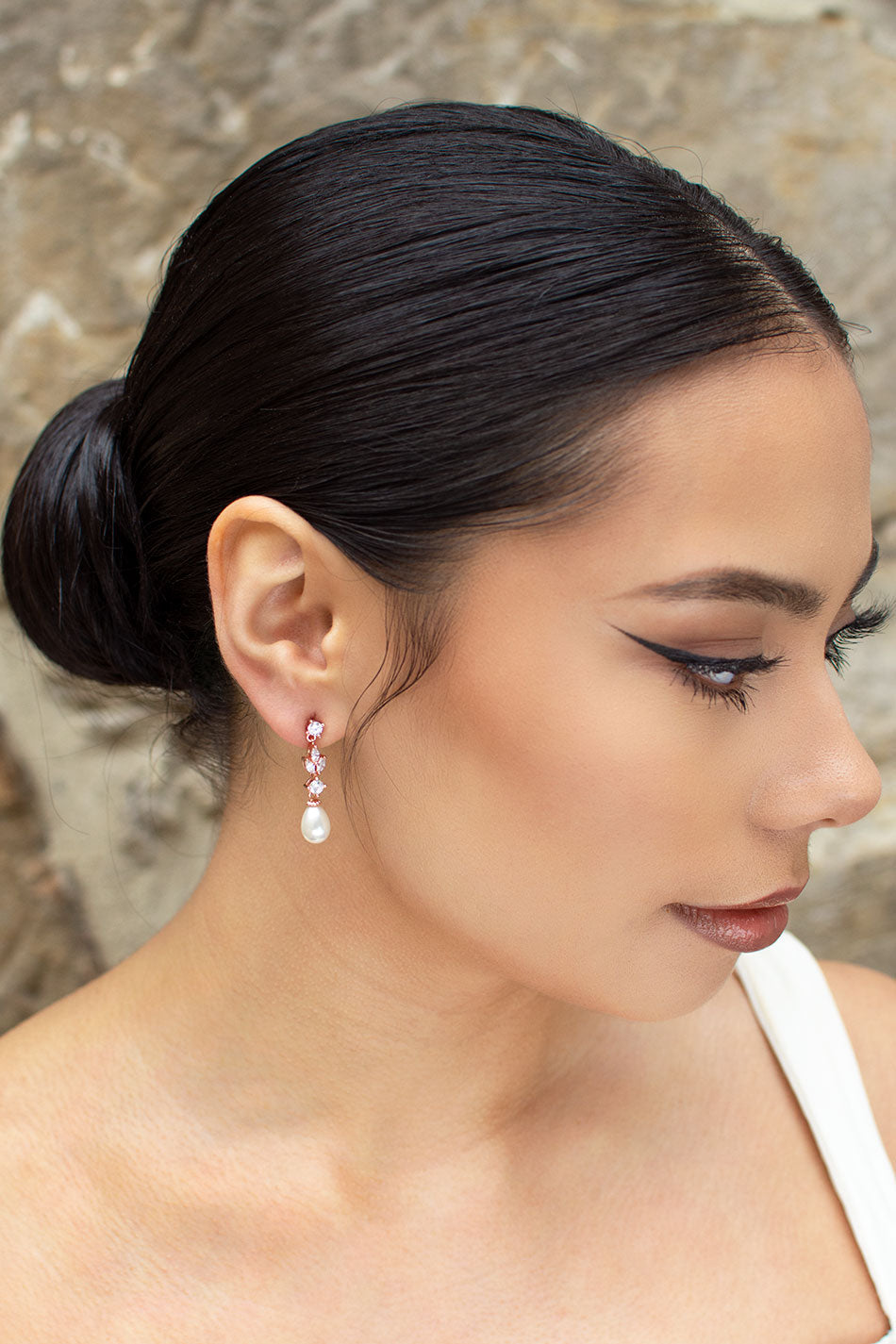 Buy Hazel - Delicate Pearl Drop Bridal Earrings online | The White Collection Australia