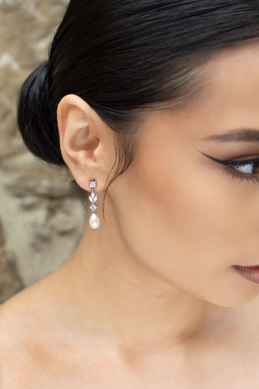 Buy Hazel - Delicate Pearl Drop Bridal Earrings online | The White Collection Australia