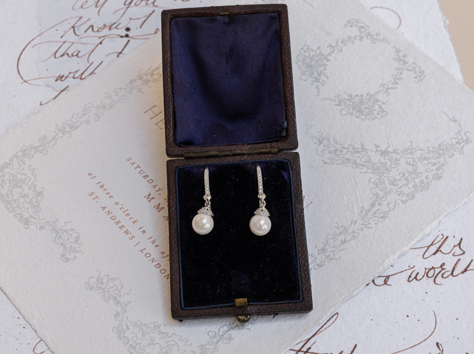 Buy Addison - Elegant Crystal Pearl Bridal Drop Earrings online | The White Collection Australia