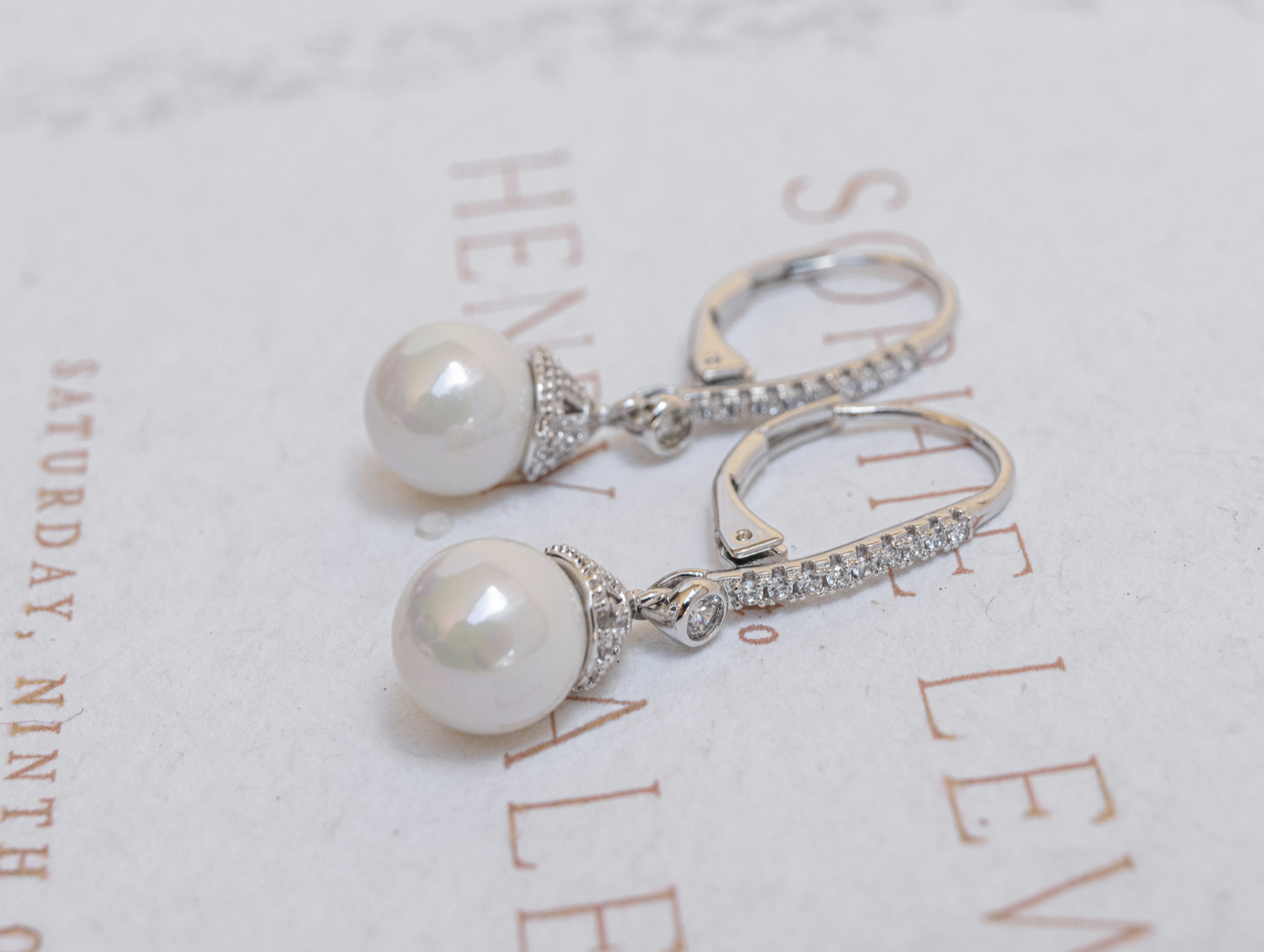 Buy Addison - Elegant Crystal Pearl Bridal Drop Earrings online | The White Collection Australia