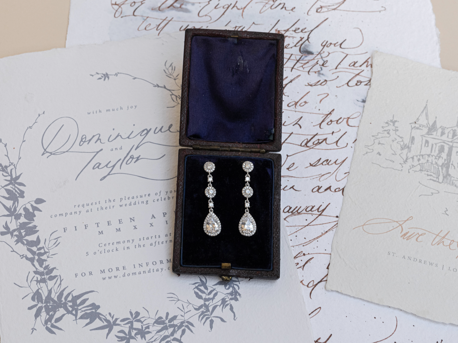 Buy Lydia - Long Bridal Crystal Drop Earrings online | The White Collection Australia