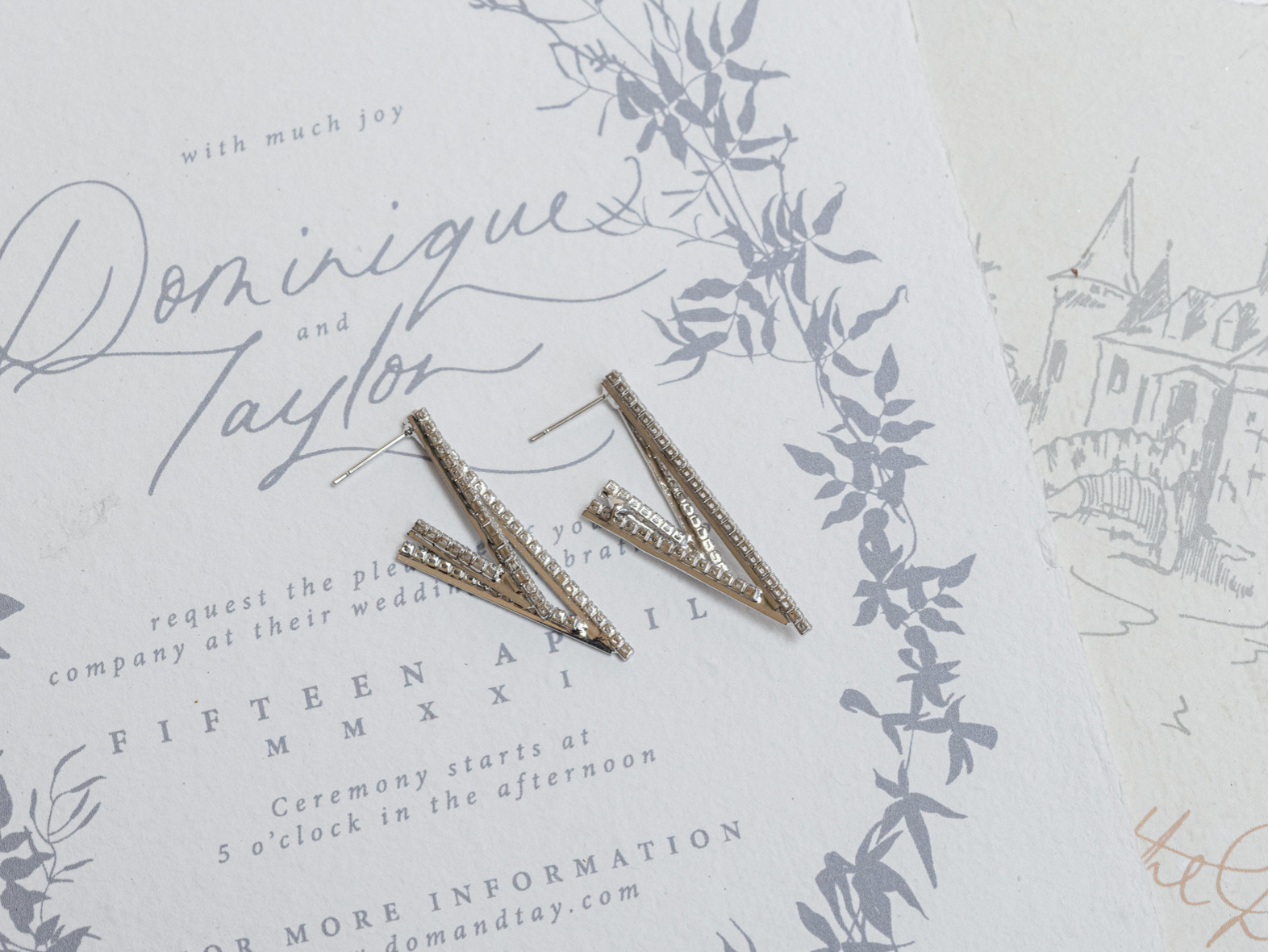 Buy Meribel - Modern Crystal Bridal Drop Earrings online | The White Collection Australia