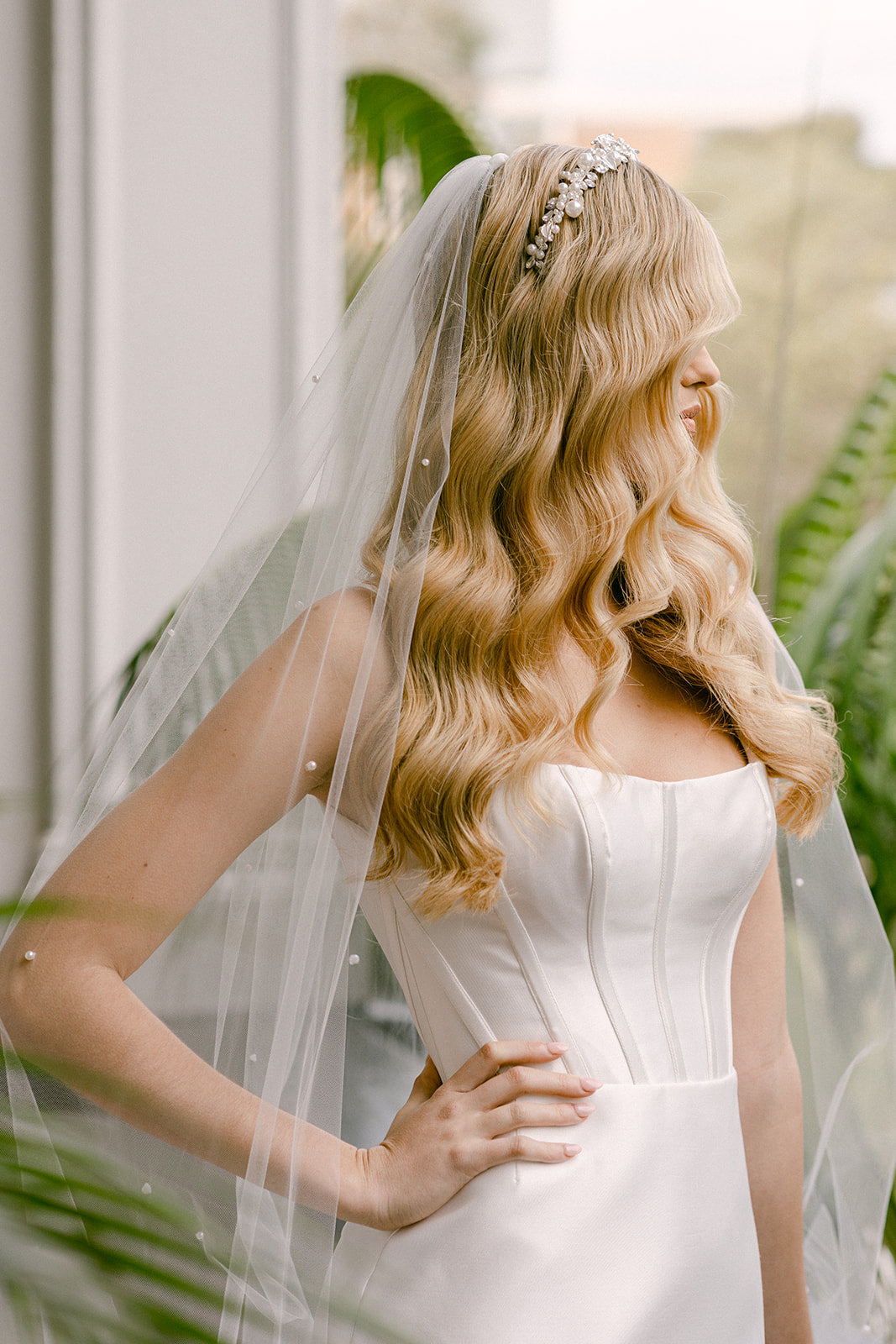 Lulu Soft Tulle Pearl Veil – The White Collection