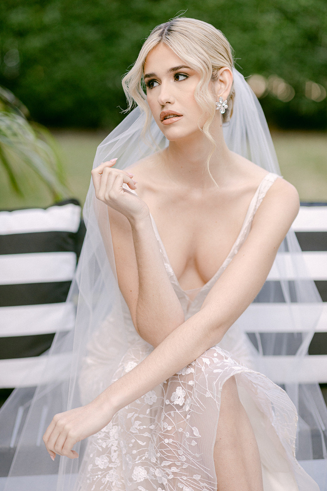 Elina Pearl - Silver & Pearl Statement Swarovski Cluster Bridal Earrings