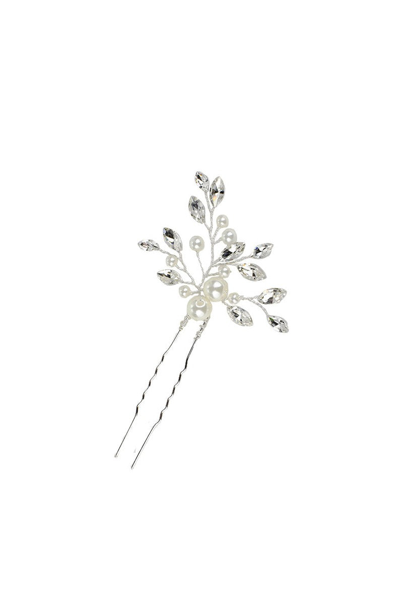 Navette Crystal & Pearl Bridal Hair Pin Trio